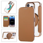 超薄型回転ホルダー 磁気メッキ ヴィーガンレザー スマホケース、iPhone 16 Pro用、iPhone 16 Plus用、iPhone 16用、iPhone 15 Pro Max用、iPhone 15 Pro用、iPhone 15 Plus / 14 Plus用