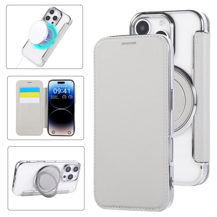 超薄型回転ホルダー 磁気メッキ ヴィーガンレザー スマホケース、iPhone 16 Pro用、iPhone 16 Plus用、iPhone 16用、iPhone 15 Pro Max用、iPhone 15 Pro用、iPhone 15 Plus / 14 Plus用