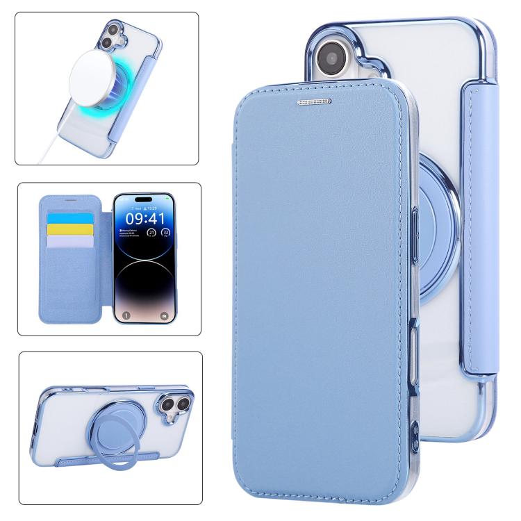 超薄型回転ホルダー 磁気メッキ ヴィーガンレザー スマホケース、iPhone 16 Pro用、iPhone 16 Plus用、iPhone 16用、iPhone 15 Pro Max用、iPhone 15 Pro用、iPhone 15 Plus / 14 Plus用