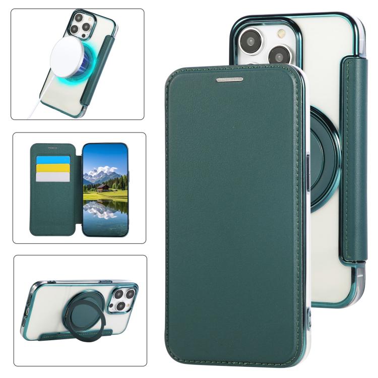 超薄型回転ホルダー 磁気メッキ ヴィーガンレザー スマホケース、iPhone 16 Pro用、iPhone 16 Plus用、iPhone 16用、iPhone 15 Pro Max用、iPhone 15 Pro用、iPhone 15 Plus / 14 Plus用