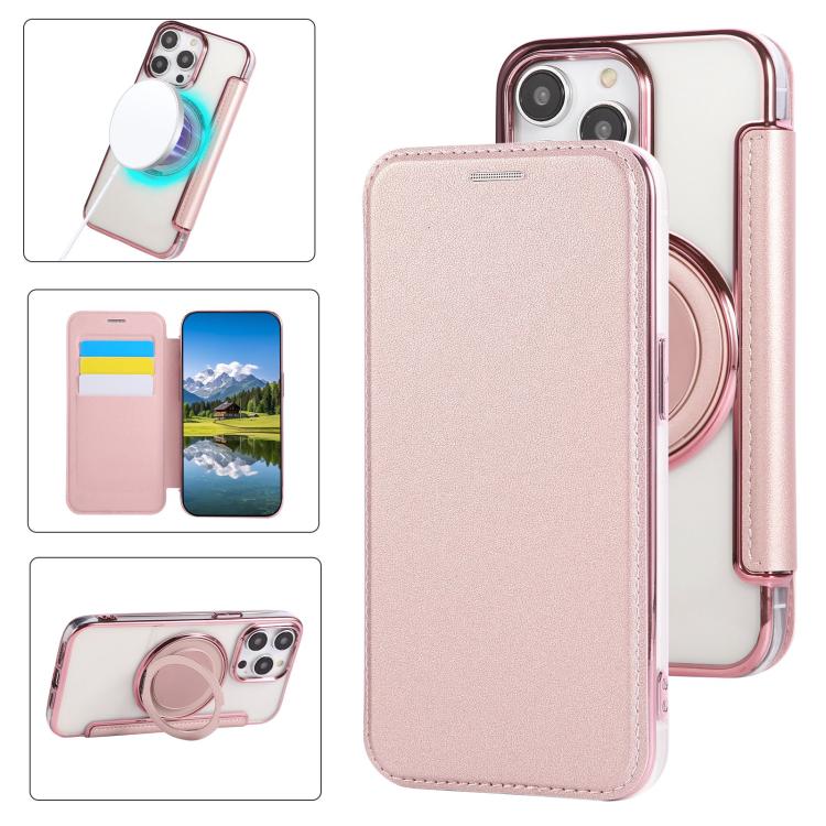 超薄型回転ホルダー 磁気メッキ ヴィーガンレザー スマホケース、iPhone 16 Pro用、iPhone 16 Plus用、iPhone 16用、iPhone 15 Pro Max用、iPhone 15 Pro用、iPhone 15 Plus / 14 Plus用