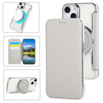 超薄型回転ホルダー 磁気メッキ ヴィーガンレザー スマホケース、iPhone 16 Pro用、iPhone 16 Plus用、iPhone 16用、iPhone 15 Pro Max用、iPhone 15 Pro用、iPhone 15 Plus / 14 Plus用