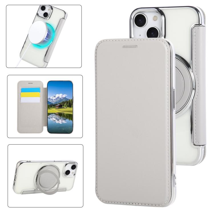 超薄型回転ホルダー 磁気メッキ ヴィーガンレザー スマホケース、iPhone 16 Pro用、iPhone 16 Plus用、iPhone 16用、iPhone 15 Pro Max用、iPhone 15 Pro用、iPhone 15 Plus / 14 Plus用