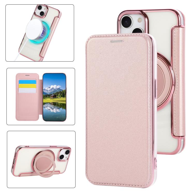 超薄型回転ホルダーマグネットメッキヴィーガンレザー携帯ケース、iPhone 15用、iPhone 14 / 13用、iPhone 14 Pro用、iPhone 14 Pro Max用、iPhone 13 Pro Max用、iPhone 13 Pro用