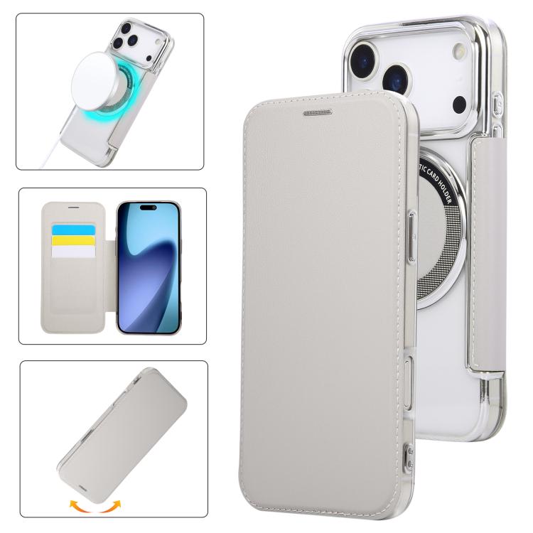 超薄型磁気メッキ ヴィーガンレザー スマホケース、iPhone 17 Pro Max用、iPhone 17 Pro用、iPhone 17用、iPhone Air用、iPhone 16e用、iPhone 16 Pro Max用