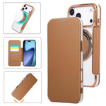 超薄型磁気メッキ ヴィーガンレザー スマホケース、iPhone 17 Pro Max用、iPhone 17 Pro用、iPhone 17用、iPhone Air用、iPhone 16e用、iPhone 16 Pro Max用