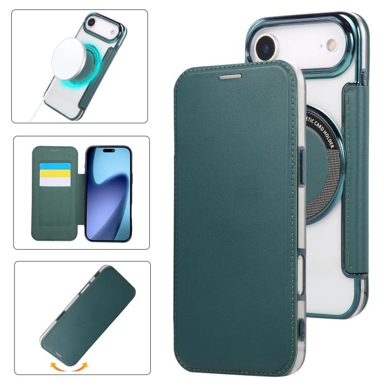超薄型磁気メッキ ヴィーガンレザー スマホケース、iPhone 17 Pro Max用、iPhone 17 Pro用、iPhone 17用、iPhone Air用、iPhone 16e用、iPhone 16 Pro Max用