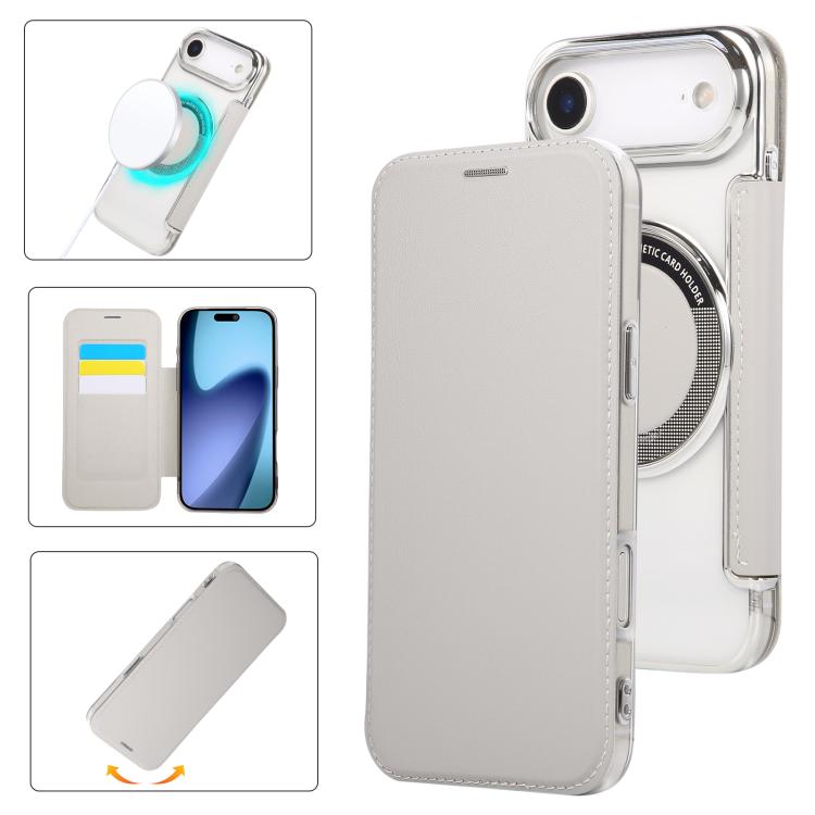 超薄型磁気メッキ ヴィーガンレザー スマホケース、iPhone 17 Pro Max用、iPhone 17 Pro用、iPhone 17用、iPhone Air用、iPhone 16e用、iPhone 16 Pro Max用