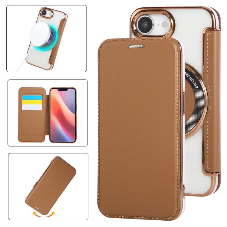 超薄型磁気メッキ ヴィーガンレザー スマホケース、iPhone 17 Pro Max用、iPhone 17 Pro用、iPhone 17用、iPhone Air用、iPhone 16e用、iPhone 16 Pro Max用