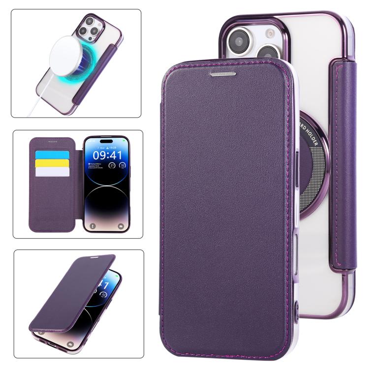 超薄型磁気メッキ ヴィーガンレザー スマホケース、iPhone 17 Pro Max用、iPhone 17 Pro用、iPhone 17用、iPhone Air用、iPhone 16e用、iPhone 16 Pro Max用