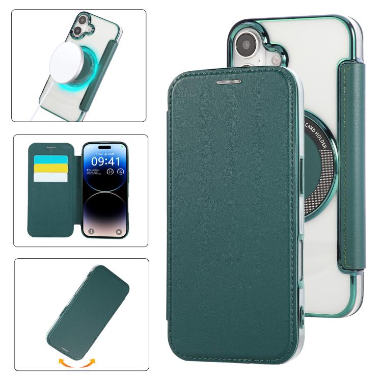 超薄型磁気メッキ ヴィーガンレザー スマホケース、iPhone 16 Pro用、iPhone 16 Plus用、iPhone 16用、iPhone 15 Pro Max用、iPhone 15 Pro用、iPhone 15 Plus / 14 Plus用