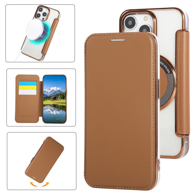 超薄型磁気メッキ ヴィーガンレザー スマホケース、iPhone 16 Pro用、iPhone 16 Plus用、iPhone 16用、iPhone 15 Pro Max用、iPhone 15 Pro用、iPhone 15 Plus / 14 Plus用