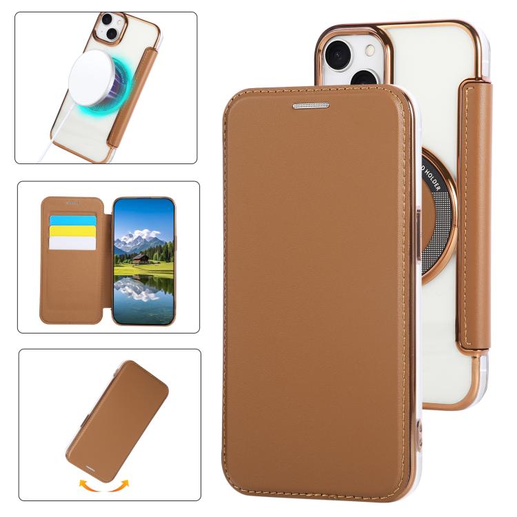 超薄型磁気メッキ ヴィーガンレザー スマホケース、iPhone 15用、iPhone 14 / 13用、iPhone 14 Pro用、iPhone 14 Pro Max用、iPhone 13 Pro Max用、iPhone 13 Pro用