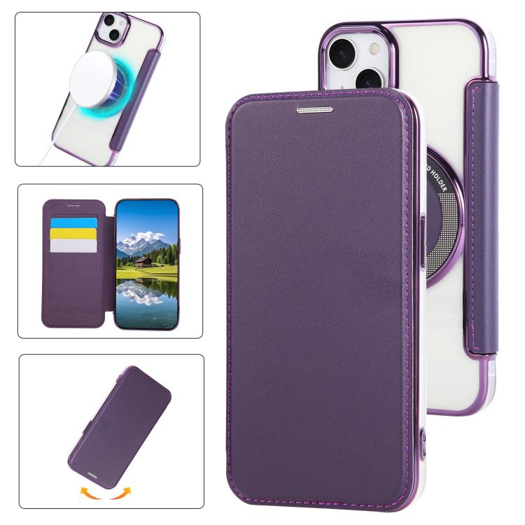 超薄型磁気メッキ ヴィーガンレザー スマホケース、iPhone 15用、iPhone 14 / 13用、iPhone 14 Pro用、iPhone 14 Pro Max用、iPhone 13 Pro Max用、iPhone 13 Pro用