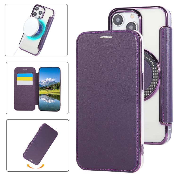 超薄型磁気メッキ ヴィーガンレザー スマホケース、iPhone 15用、iPhone 14 / 13用、iPhone 14 Pro用、iPhone 14 Pro Max用、iPhone 13 Pro Max用、iPhone 13 Pro用