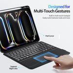 DUX DUCIS DKシリーズバックライト磁気ワイヤレスキーボードヴィーガンレザータブレットケース、iPad Pro 13 2025 / 2024対応、iPad Pro 11 2025 / 2024対応、iPad 2025 / 2022対応、iPad Air 11 2025 / 2024対応、iPad Air 13 2025 / 2024対応