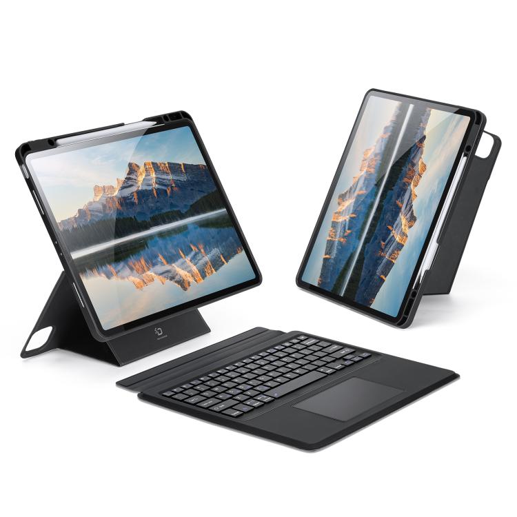 DUX DUCIS DKシリーズバックライト磁気ワイヤレスキーボードヴィーガンレザータブレットケース、iPad Pro 13 2025 / 2024対応、iPad Pro 11 2025 / 2024対応、iPad 2025 / 2022対応、iPad Air 11 2025 / 2024対応、iPad Air 13 2025 / 2024対応