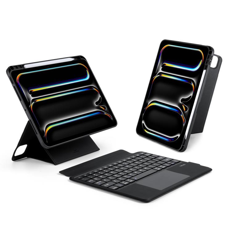 DUX DUCIS DKシリーズバックライト磁気ワイヤレスキーボードヴィーガンレザータブレットケース、iPad Pro 13 2025 / 2024対応、iPad Pro 11 2025 / 2024対応、iPad 2025 / 2022対応、iPad Air 11 2025 / 2024対応、iPad Air 13 2025 / 2024対応