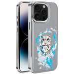 刺繍グラフィティヴィーガンレザーシールド電気めっき磁気スマホケース、iPhone 14 Plus用、iPhone 14用、iPhone 14 Pro用、iPhone 14 Pro Max用