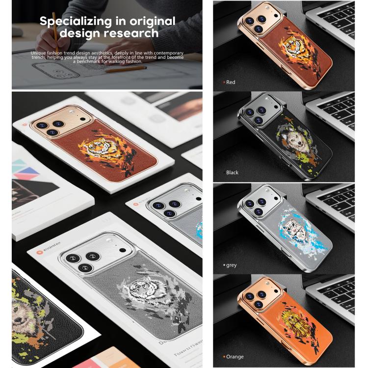 刺繍グラフィティヴィーガンレザーシールド電気めっき磁気スマホケース、iPhone 14 Plus用、iPhone 14用、iPhone 14 Pro用、iPhone 14 Pro Max用