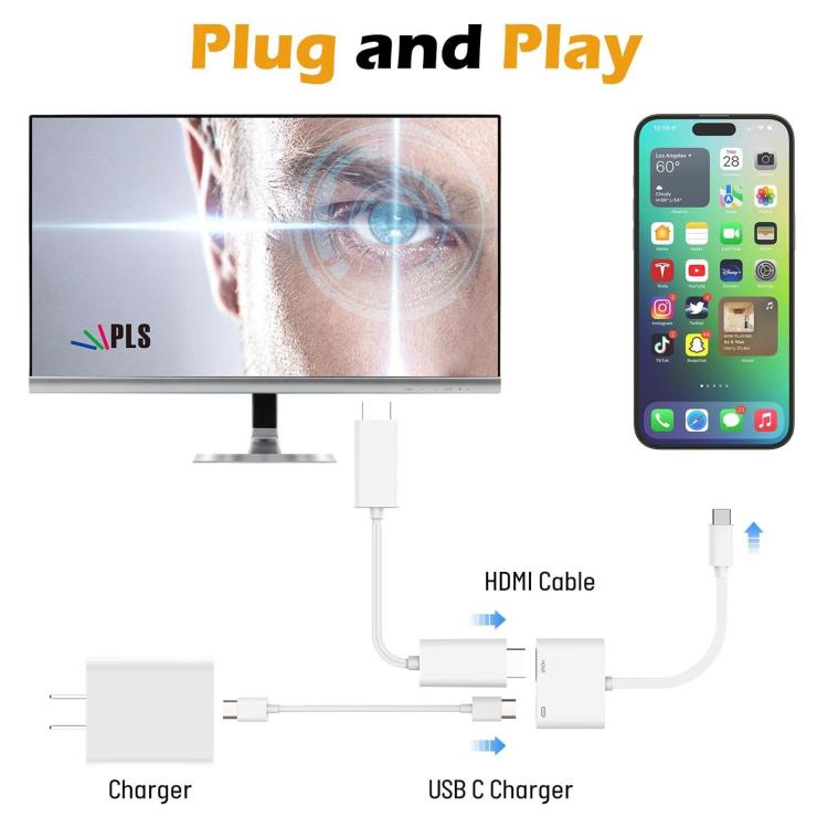 USB-C/Type-C to HDMI+USB-C/Type-C 4K/60HZ Digital AV Adapter, Type-C 4K/60HZ