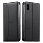 ステッチライン マグネット式 RFID ヴィーガンレザー製スマホケース、iPhone X / XS用、iPhone XR用、iPhone XS Max用、iPhone 8 Plus / 7 Plus用