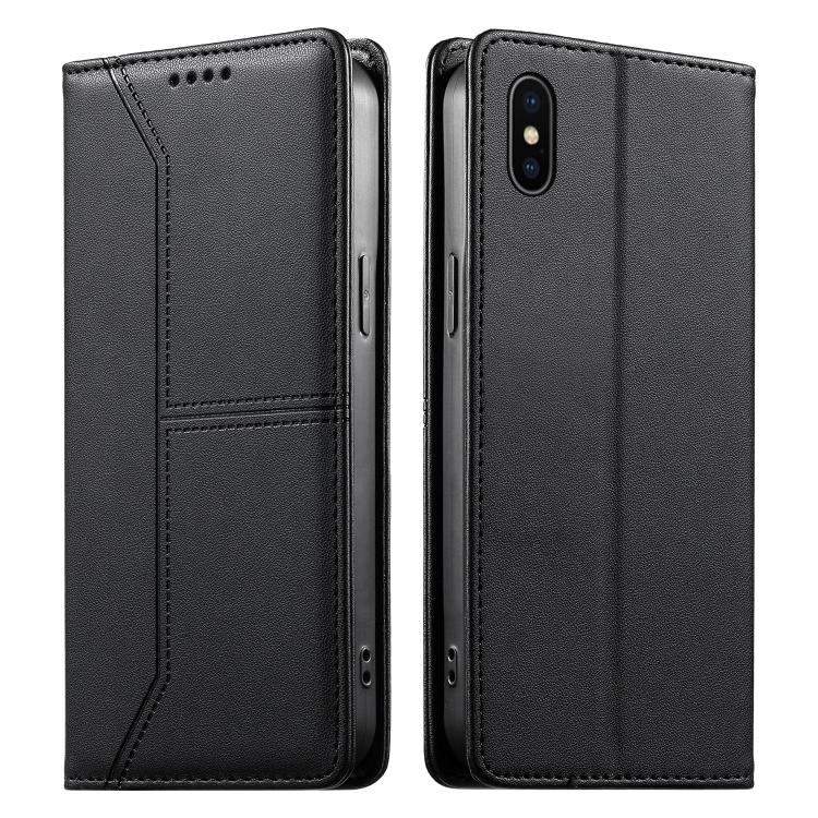 ステッチライン マグネット式 RFID ヴィーガンレザー製スマホケース、iPhone X / XS用、iPhone XR用、iPhone XS Max用、iPhone 8 Plus / 7 Plus用