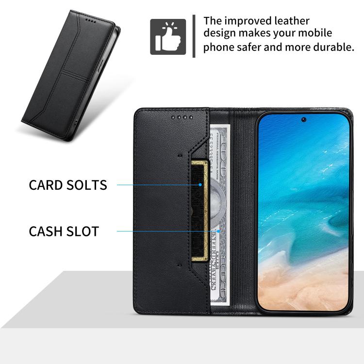 ステッチライン マグネット式 RFID ヴィーガンレザー製スマホケース、iPhone X / XS用、iPhone XR用、iPhone XS Max用、iPhone 8 Plus / 7 Plus用