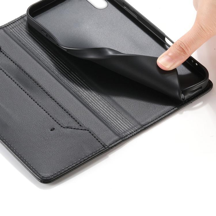 ステッチライン マグネット式 RFID ヴィーガンレザー製スマホケース、iPhone X / XS用、iPhone XR用、iPhone XS Max用、iPhone 8 Plus / 7 Plus用