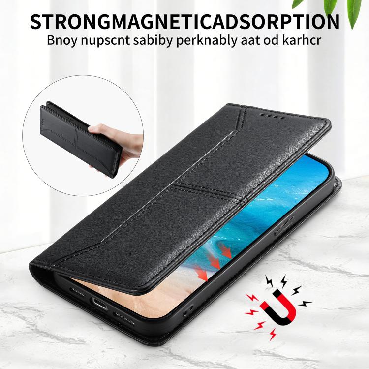 ステッチライン マグネット式 RFID ヴィーガンレザー製スマホケース、iPhone X / XS用、iPhone XR用、iPhone XS Max用、iPhone 8 Plus / 7 Plus用