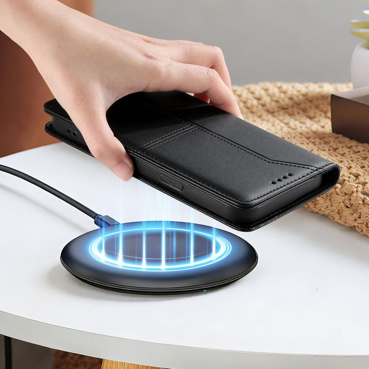 ステッチライン マグネット式 RFID ヴィーガンレザー製スマホケース、iPhone X / XS用、iPhone XR用、iPhone XS Max用、iPhone 8 Plus / 7 Plus用