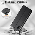 ステッチライン マグネット式 RFID ヴィーガンレザー製スマホケース、iPhone X / XS用、iPhone XR用、iPhone XS Max用、iPhone 8 Plus / 7 Plus用