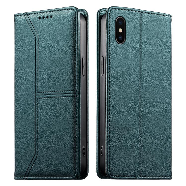 ステッチライン マグネット式 RFID ヴィーガンレザー製スマホケース、iPhone X / XS用、iPhone XR用、iPhone XS Max用、iPhone 8 Plus / 7 Plus用