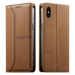ステッチライン マグネット式 RFID ヴィーガンレザー製スマホケース、iPhone X / XS用、iPhone XR用、iPhone XS Max用、iPhone 8 Plus / 7 Plus用