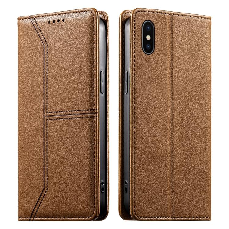 ステッチライン マグネット式 RFID ヴィーガンレザー製スマホケース、iPhone X / XS用、iPhone XR用、iPhone XS Max用、iPhone 8 Plus / 7 Plus用