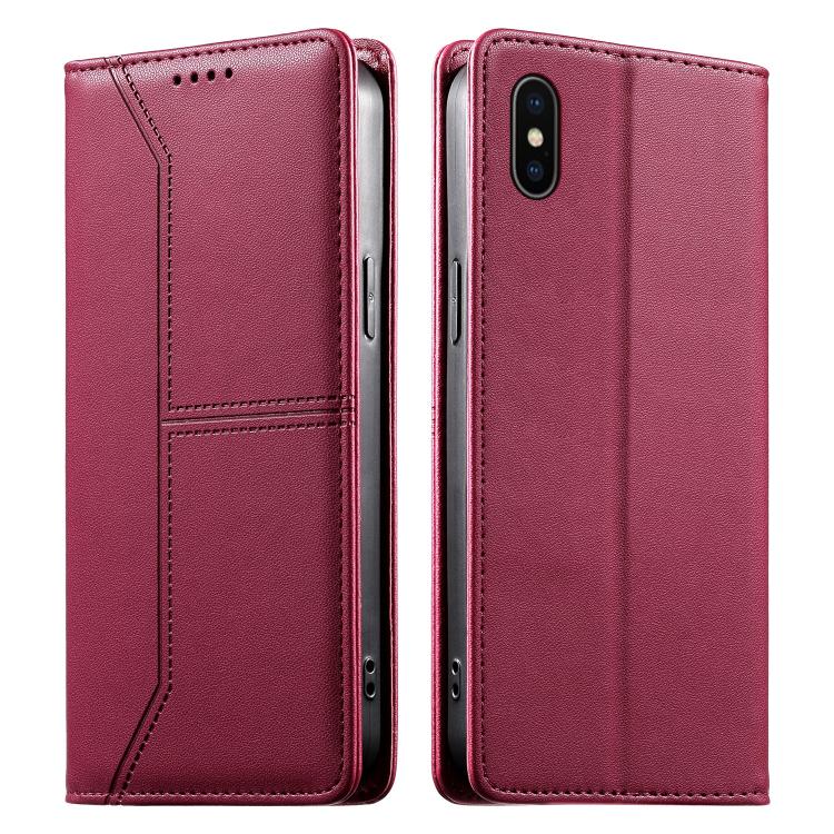 ステッチライン マグネット式 RFID ヴィーガンレザー製スマホケース、iPhone X / XS用、iPhone XR用、iPhone XS Max用、iPhone 8 Plus / 7 Plus用