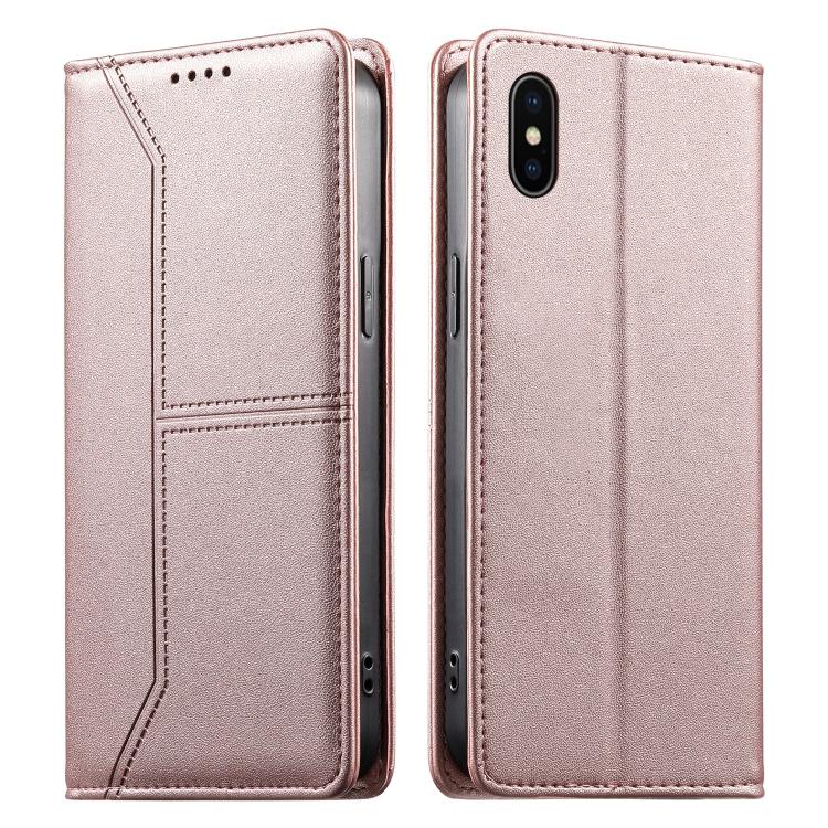 ステッチライン マグネット式 RFID ヴィーガンレザー製スマホケース、iPhone X / XS用、iPhone XR用、iPhone XS Max用、iPhone 8 Plus / 7 Plus用