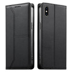 ステッチライン マグネット式 RFID ヴィーガンレザー製スマホケース、iPhone X / XS用、iPhone XR用、iPhone XS Max用、iPhone 8 Plus / 7 Plus用