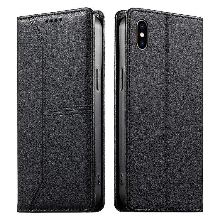 ステッチライン マグネット式 RFID ヴィーガンレザー製スマホケース、iPhone X / XS用、iPhone XR用、iPhone XS Max用、iPhone 8 Plus / 7 Plus用