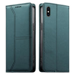 ステッチライン マグネット式 RFID ヴィーガンレザー製スマホケース、iPhone X / XS用、iPhone XR用、iPhone XS Max用、iPhone 8 Plus / 7 Plus用
