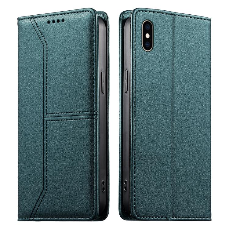 ステッチライン マグネット式 RFID ヴィーガンレザー製スマホケース、iPhone X / XS用、iPhone XR用、iPhone XS Max用、iPhone 8 Plus / 7 Plus用