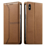 ステッチライン マグネット式 RFID ヴィーガンレザー製スマホケース、iPhone X / XS用、iPhone XR用、iPhone XS Max用、iPhone 8 Plus / 7 Plus用