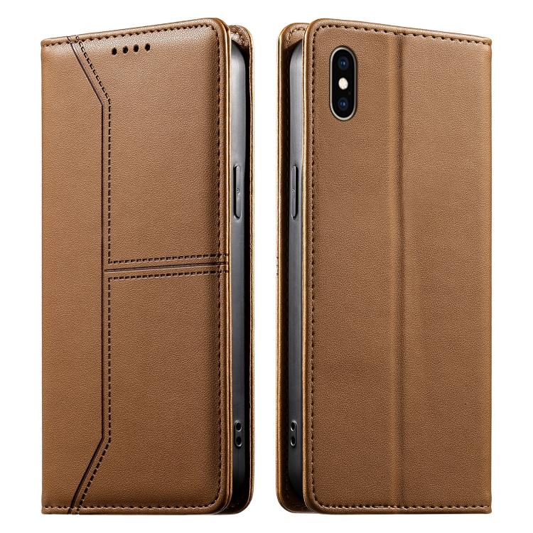 ステッチライン マグネット式 RFID ヴィーガンレザー製スマホケース、iPhone X / XS用、iPhone XR用、iPhone XS Max用、iPhone 8 Plus / 7 Plus用