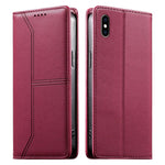 ステッチライン マグネット式 RFID ヴィーガンレザー製スマホケース、iPhone X / XS用、iPhone XR用、iPhone XS Max用、iPhone 8 Plus / 7 Plus用