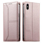 ステッチライン マグネット式 RFID ヴィーガンレザー製スマホケース、iPhone X / XS用、iPhone XR用、iPhone XS Max用、iPhone 8 Plus / 7 Plus用