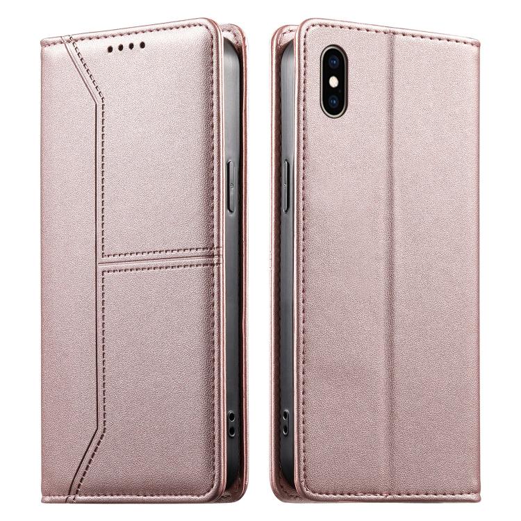 ステッチライン マグネット式 RFID ヴィーガンレザー製スマホケース、iPhone X / XS用、iPhone XR用、iPhone XS Max用、iPhone 8 Plus / 7 Plus用