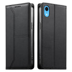 ステッチライン マグネット式 RFID ヴィーガンレザー製スマホケース、iPhone X / XS用、iPhone XR用、iPhone XS Max用、iPhone 8 Plus / 7 Plus用