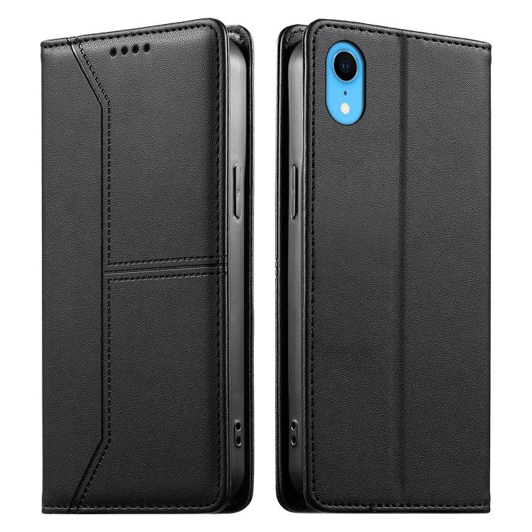 ステッチライン マグネット式 RFID ヴィーガンレザー製スマホケース、iPhone X / XS用、iPhone XR用、iPhone XS Max用、iPhone 8 Plus / 7 Plus用