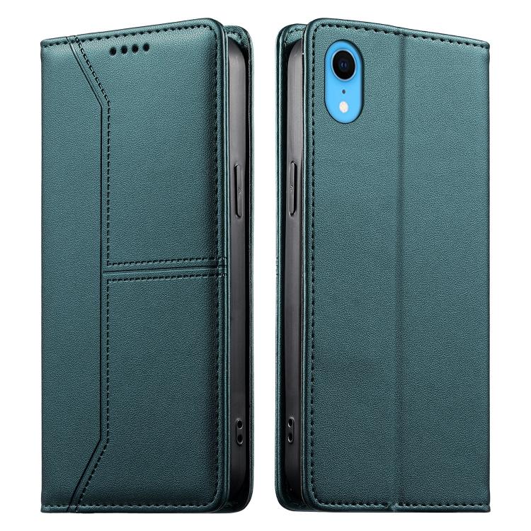ステッチライン マグネット式 RFID ヴィーガンレザー製スマホケース、iPhone X / XS用、iPhone XR用、iPhone XS Max用、iPhone 8 Plus / 7 Plus用