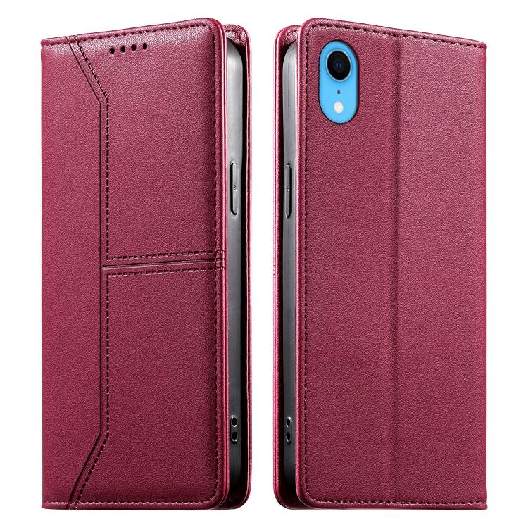 ステッチライン マグネット式 RFID ヴィーガンレザー製スマホケース、iPhone X / XS用、iPhone XR用、iPhone XS Max用、iPhone 8 Plus / 7 Plus用
